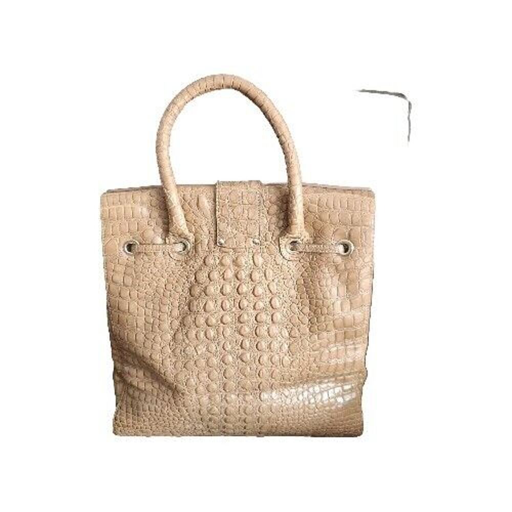 Jimmy Choo Rosabel Large Handbag Day Stainpea Mock Crock Nude Pre-owned Read!!! - Picture 3 of 16